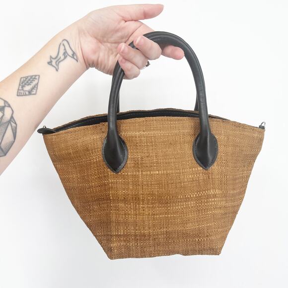 Vintage Rattan Woven Straw Mini Cottagecore Bag - Picture 1 of 5